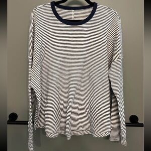 American Eagle Outfitters Navy and White Striped Long Sleeve Tee
